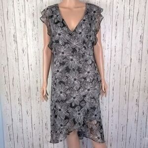 Floral Black and Gray Dress